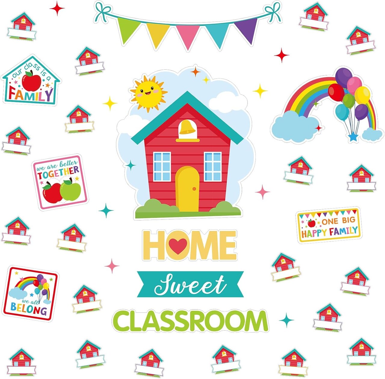 38 Pcs Our Class is a Family Bulletin Board Set with Name Tags